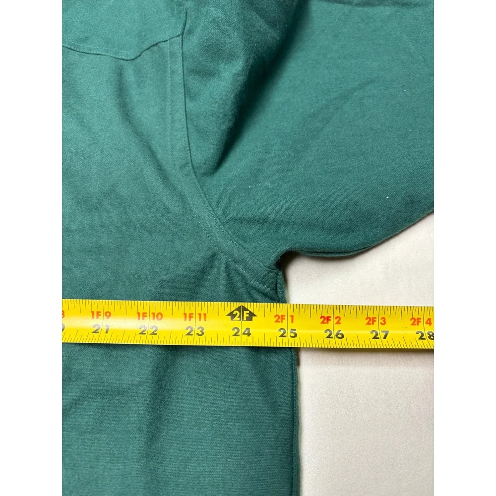 LL Bean Chamois Traditional Fit Cloth Shirt Green Cotton Button Down Mens L Reg